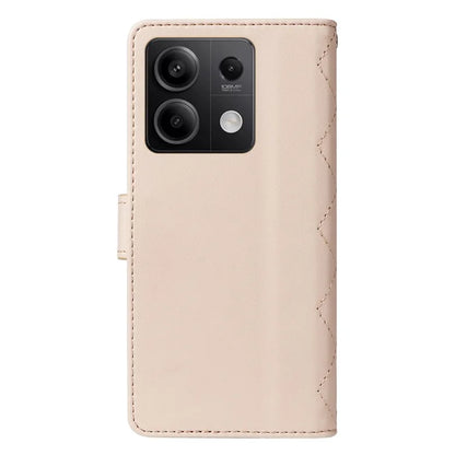 For Xiaomi Redmi Note 13 5G Case Wallet Rhombus Leather Phone Cover with Shoulder Strap, Wrist Strap