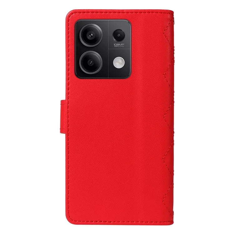 For Xiaomi Redmi Note 13 5G Case Wallet Rhombus Leather Phone Cover with Shoulder Strap, Wrist Strap