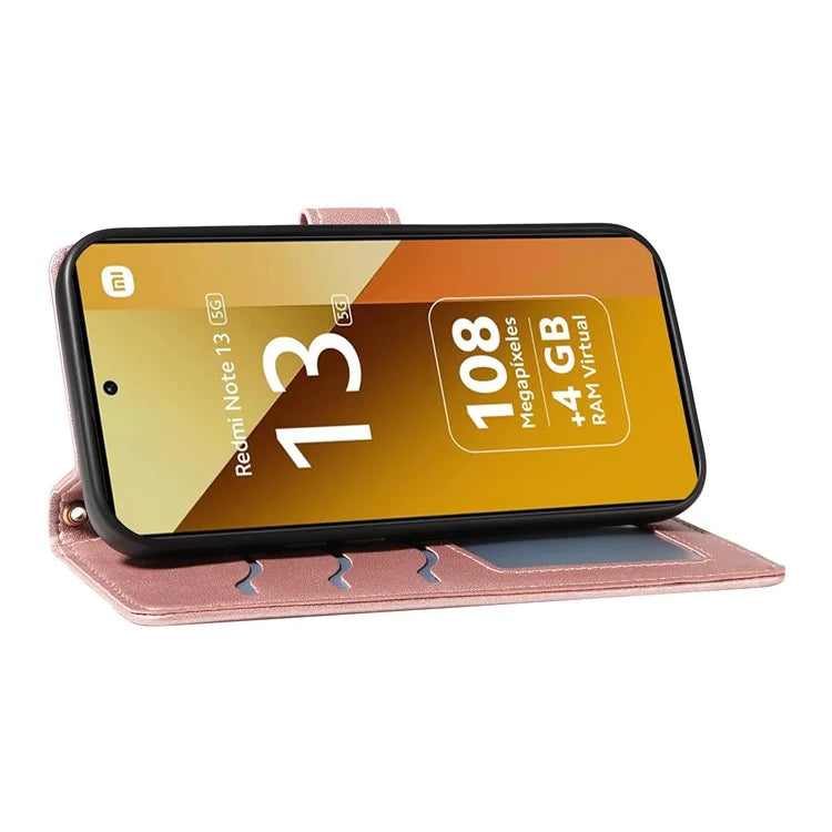 For Xiaomi Redmi Note 13 5G Case Wallet Rhombus Leather Phone Cover with Shoulder Strap, Wrist Strap
