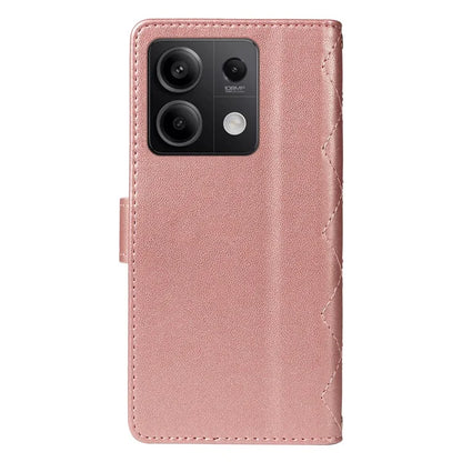For Xiaomi Redmi Note 13 5G Case Wallet Rhombus Leather Phone Cover with Shoulder Strap, Wrist Strap