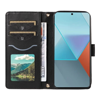 For Xiaomi Poco X6 5G / Redmi Note 13 Pro 5G Case Wallet Rhombus Leather Phone Cover with Shoulder Strap, Wrist Strap
