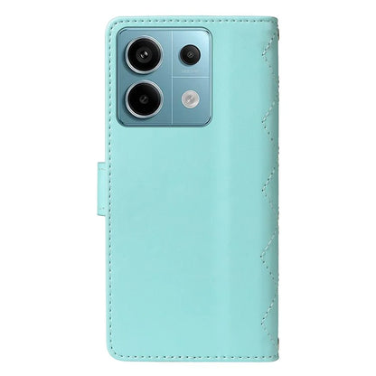 For Xiaomi Poco X6 5G / Redmi Note 13 Pro 5G Case Wallet Rhombus Leather Phone Cover with Shoulder Strap, Wrist Strap
