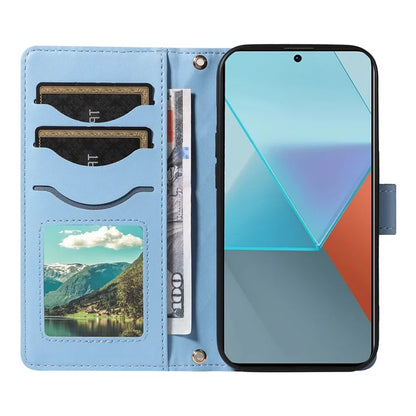 For Xiaomi Poco X6 5G / Redmi Note 13 Pro 5G Case Wallet Rhombus Leather Phone Cover with Shoulder Strap, Wrist Strap