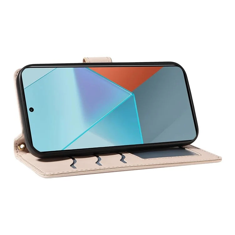 For Xiaomi Poco X6 5G / Redmi Note 13 Pro 5G Case Wallet Rhombus Leather Phone Cover with Shoulder Strap, Wrist Strap