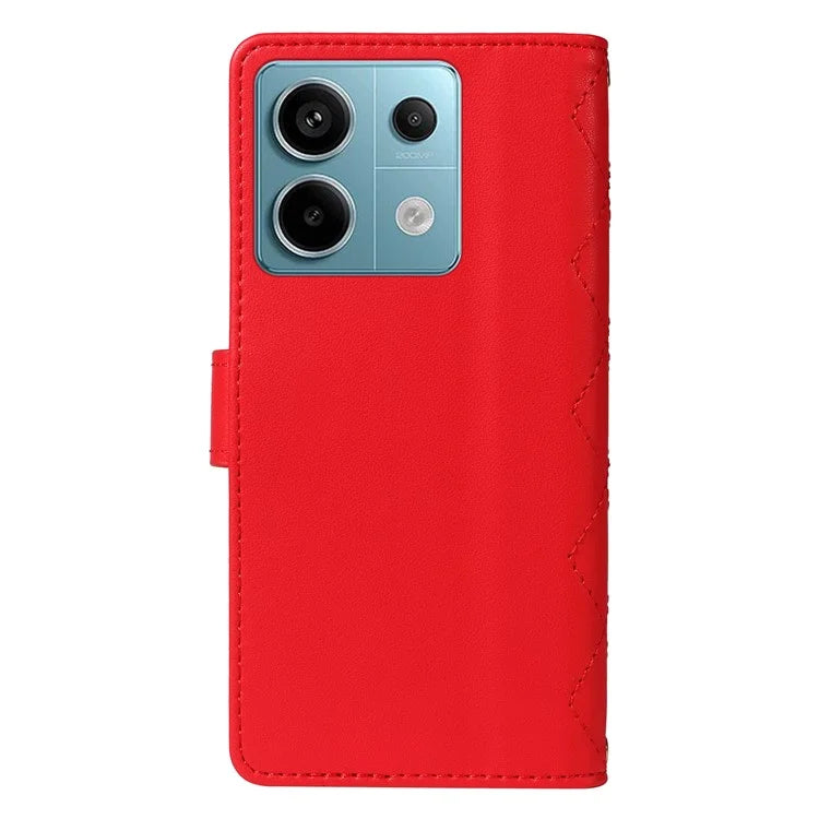 For Xiaomi Poco X6 5G / Redmi Note 13 Pro 5G Case Wallet Rhombus Leather Phone Cover with Shoulder Strap, Wrist Strap