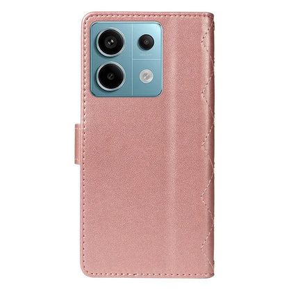 For Xiaomi Poco X6 5G / Redmi Note 13 Pro 5G Case Wallet Rhombus Leather Phone Cover with Shoulder Strap, Wrist Strap
