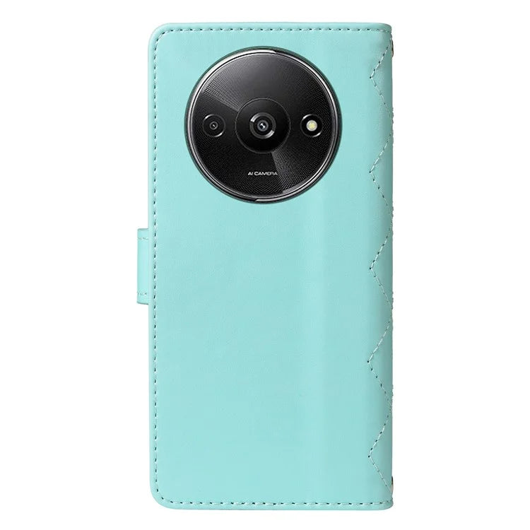 For Xiaomi Poco C61 4G / Redmi A3 4G Case Wallet Rhombus Leather Phone Cover with Shoulder Strap, Wrist Strap