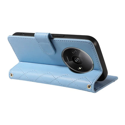 For Xiaomi Poco C61 4G / Redmi A3 4G Case Wallet Rhombus Leather Phone Cover with Shoulder Strap, Wrist Strap
