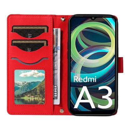 For Xiaomi Poco C61 4G / Redmi A3 4G Case Wallet Rhombus Leather Phone Cover with Shoulder Strap, Wrist Strap