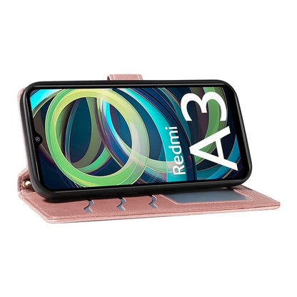 For Xiaomi Poco C61 4G / Redmi A3 4G Case Wallet Rhombus Leather Phone Cover with Shoulder Strap, Wrist Strap