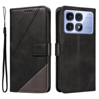 For Xiaomi Redmi K70 Ultra Case Leather Geometric Line Wallet Phone Cover with Wrist Strap