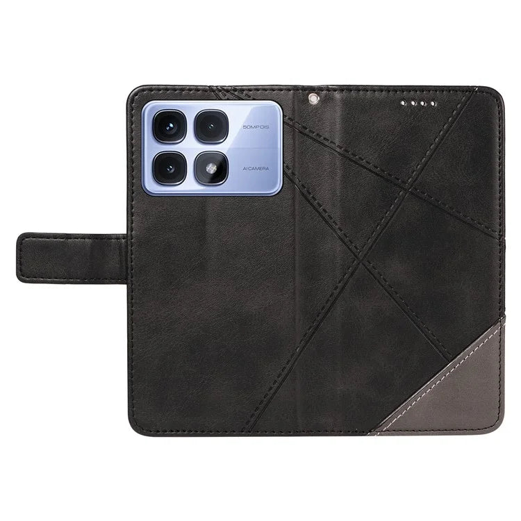For Xiaomi Redmi K70 Ultra Case Leather Geometric Line Wallet Phone Cover with Wrist Strap