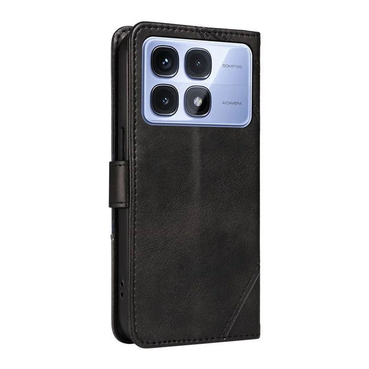 For Xiaomi Redmi K70 Ultra Case Leather Geometric Line Wallet Phone Cover with Wrist Strap
