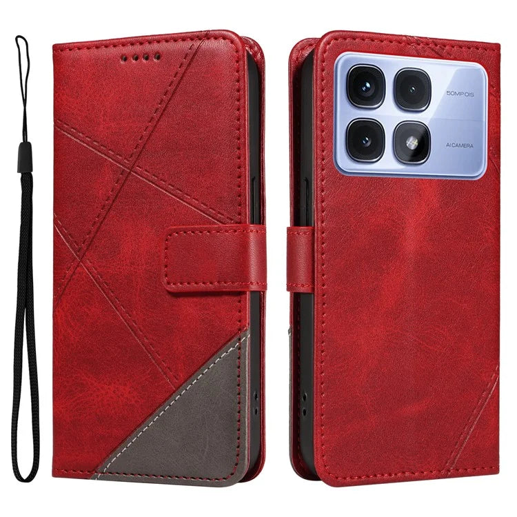 For Xiaomi Redmi K70 Ultra Case Leather Geometric Line Wallet Phone Cover with Wrist Strap