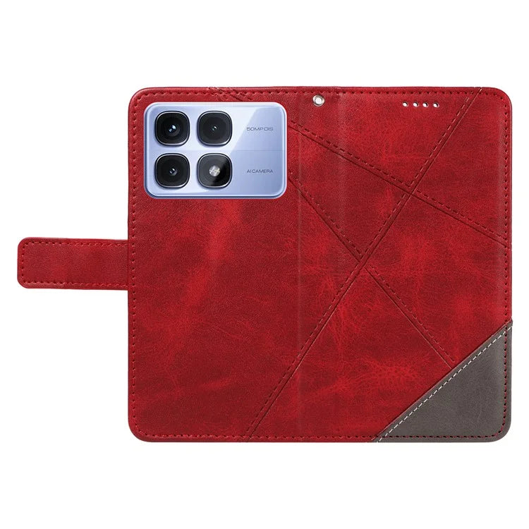 For Xiaomi Redmi K70 Ultra Case Leather Geometric Line Wallet Phone Cover with Wrist Strap
