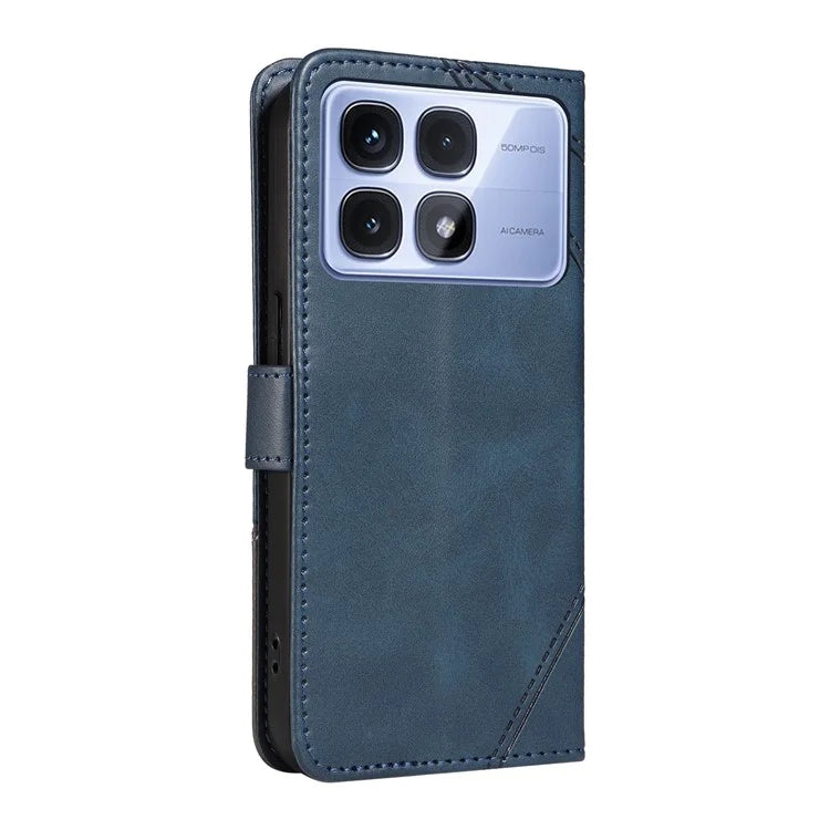 For Xiaomi Redmi K70 Ultra Case Leather Geometric Line Wallet Phone Cover with Wrist Strap
