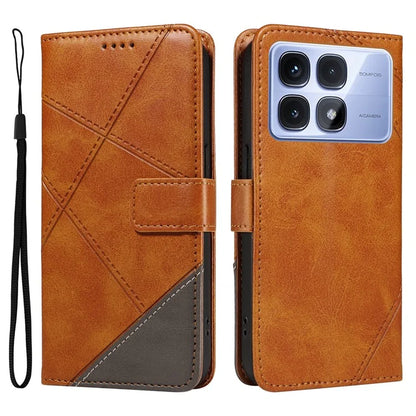 For Xiaomi Redmi K70 Ultra Case Leather Geometric Line Wallet Phone Cover with Wrist Strap