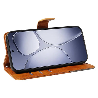 For Xiaomi Redmi K70 Ultra Case Leather Geometric Line Wallet Phone Cover with Wrist Strap