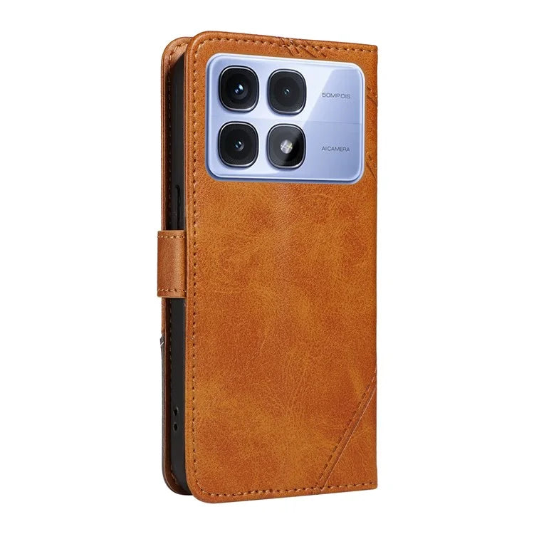 For Xiaomi Redmi K70 Ultra Case Leather Geometric Line Wallet Phone Cover with Wrist Strap