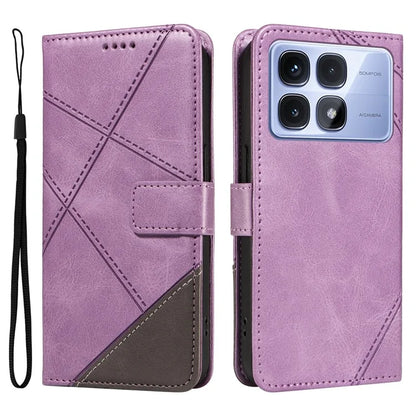 For Xiaomi Redmi K70 Ultra Case Leather Geometric Line Wallet Phone Cover with Wrist Strap