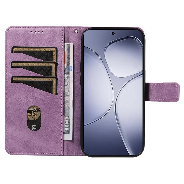 For Xiaomi Redmi K70 Ultra Case Leather Geometric Line Wallet Phone Cover with Wrist Strap