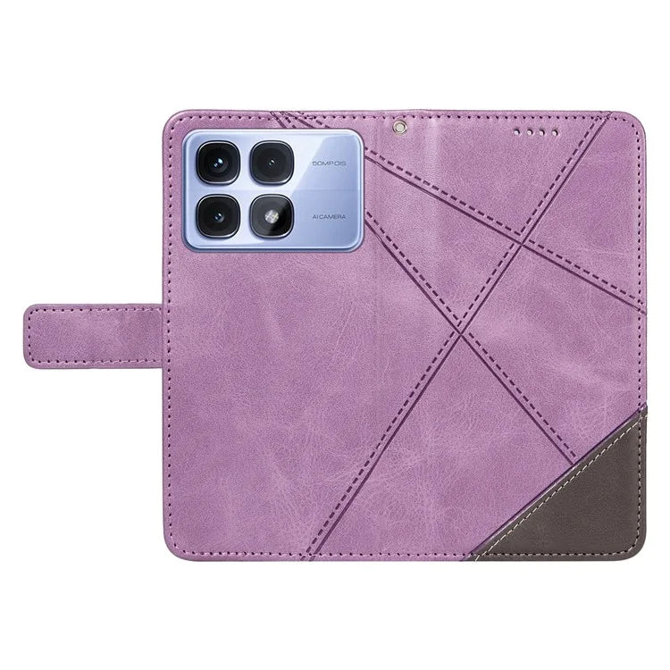For Xiaomi Redmi K70 Ultra Case Leather Geometric Line Wallet Phone Cover with Wrist Strap