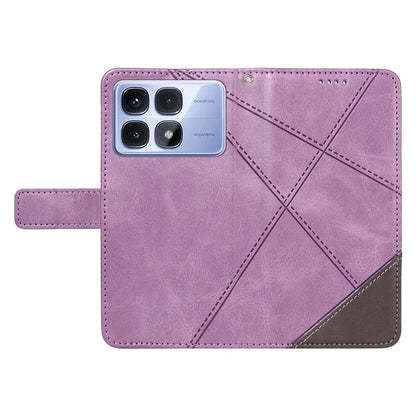 For Xiaomi Redmi K70 Ultra Case Leather Geometric Line Wallet Phone Cover with Wrist Strap
