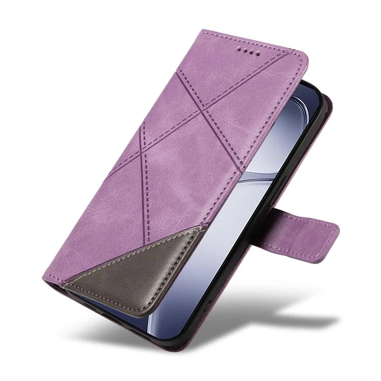 For Xiaomi Redmi K70 Ultra Case Leather Geometric Line Wallet Phone Cover with Wrist Strap