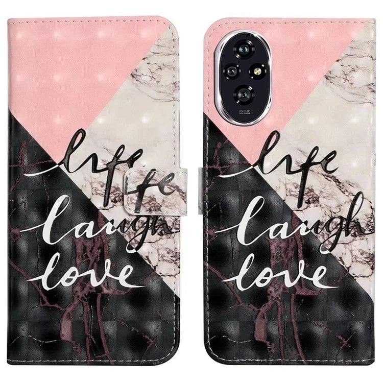 For Honor 200 Pro 5G Case 3D Creative Pattern PU Leather Stand Phone Cover