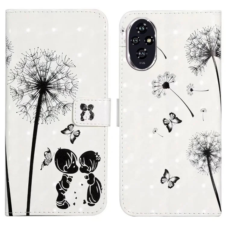 For Honor 200 Pro 5G Case 3D Creative Pattern PU Leather Stand Phone Cover