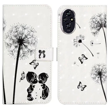 For Honor 200 Pro 5G Case 3D Creative Pattern PU Leather Stand Phone Cover