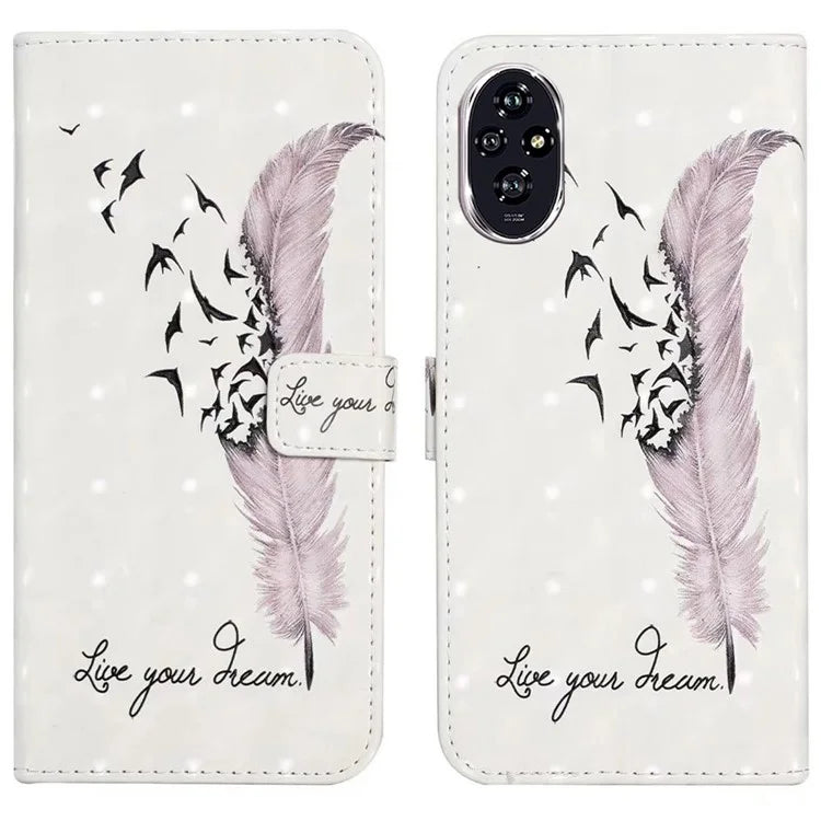 For Honor 200 5G Case 3D Creative Pattern PU Leather Stand Phone Cover