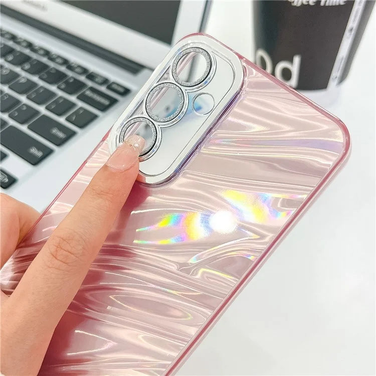 For Samsung Galaxy S24 Case IMD Design Shockproof PC+TPU Phone Cover with Glass Lens Film