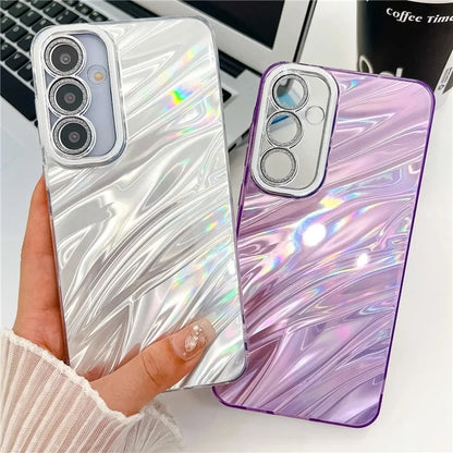 For Samsung Galaxy S24 Case IMD Design Shockproof PC+TPU Phone Cover with Glass Lens Film