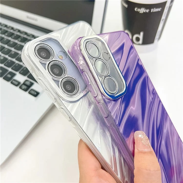 For Samsung Galaxy S24 Case IMD Design Shockproof PC+TPU Phone Cover with Glass Lens Film