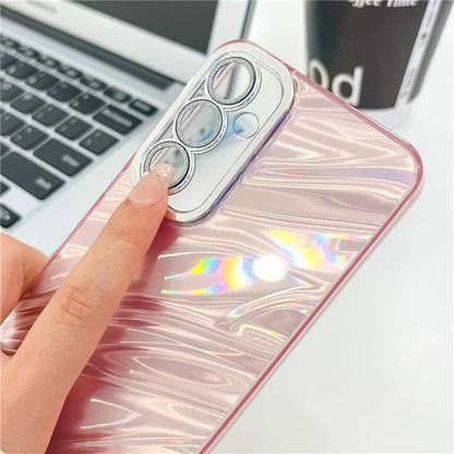 For Samsung Galaxy S24 Case IMD Design Shockproof PC+TPU Phone Cover with Glass Lens Film
