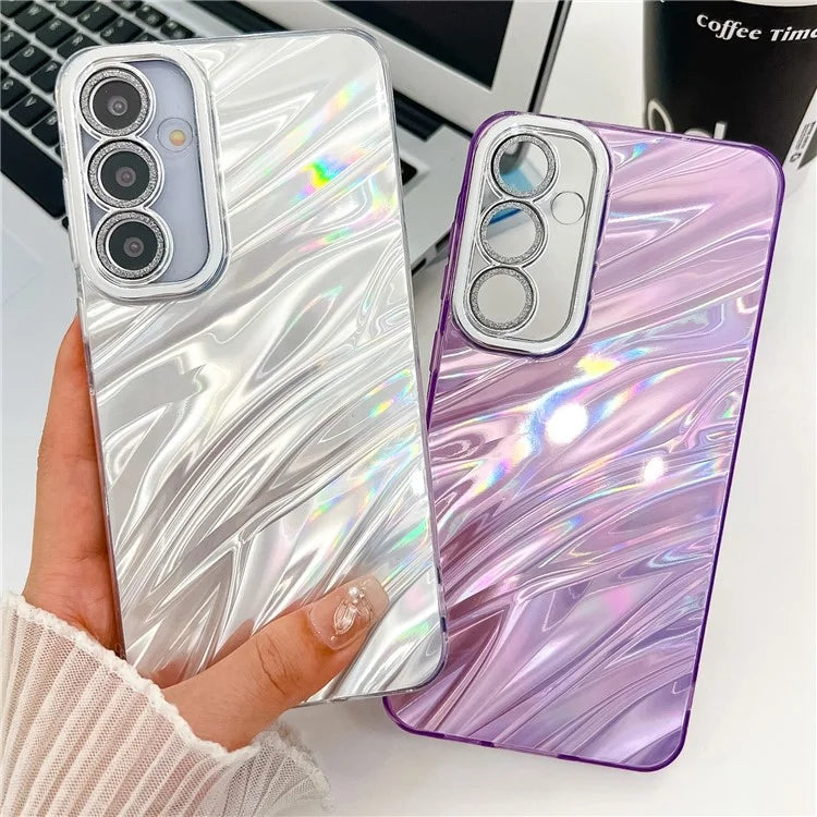 For Samsung Galaxy S24 Case IMD Design Shockproof PC+TPU Phone Cover with Glass Lens Film