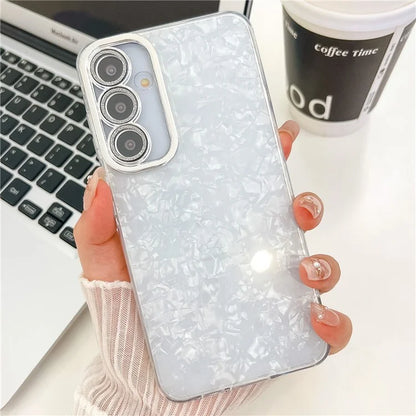 For Samsung Galaxy S24 Case IMD Design Shockproof PC+TPU Phone Cover with Glass Lens Film
