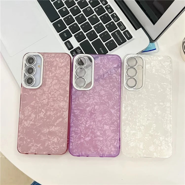 For Samsung Galaxy S24 Case IMD Design Shockproof PC+TPU Phone Cover with Glass Lens Film