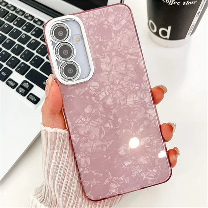 For Samsung Galaxy S24 Case IMD Design Shockproof PC+TPU Phone Cover with Glass Lens Film