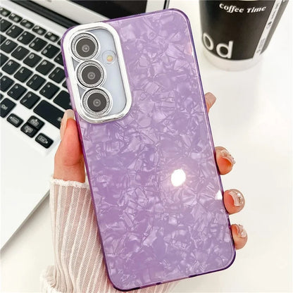 For Samsung Galaxy S24 Case IMD Design Shockproof PC+TPU Phone Cover with Glass Lens Film