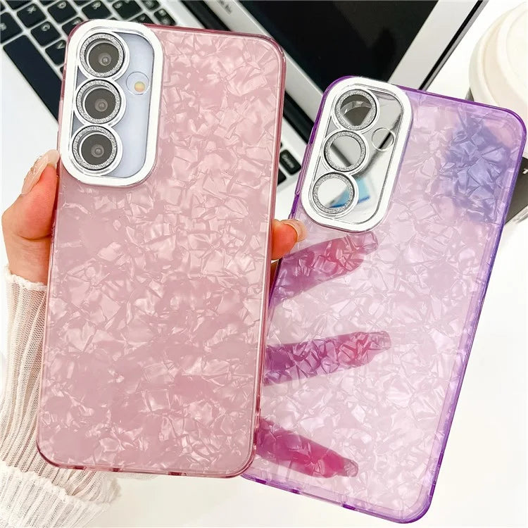 For Samsung Galaxy S24 Case IMD Design Shockproof PC+TPU Phone Cover with Glass Lens Film