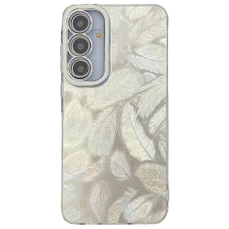 For Samsung Galaxy S24 Case IMD Design Shockproof PC+TPU Phone Cover with Glass Lens Film
