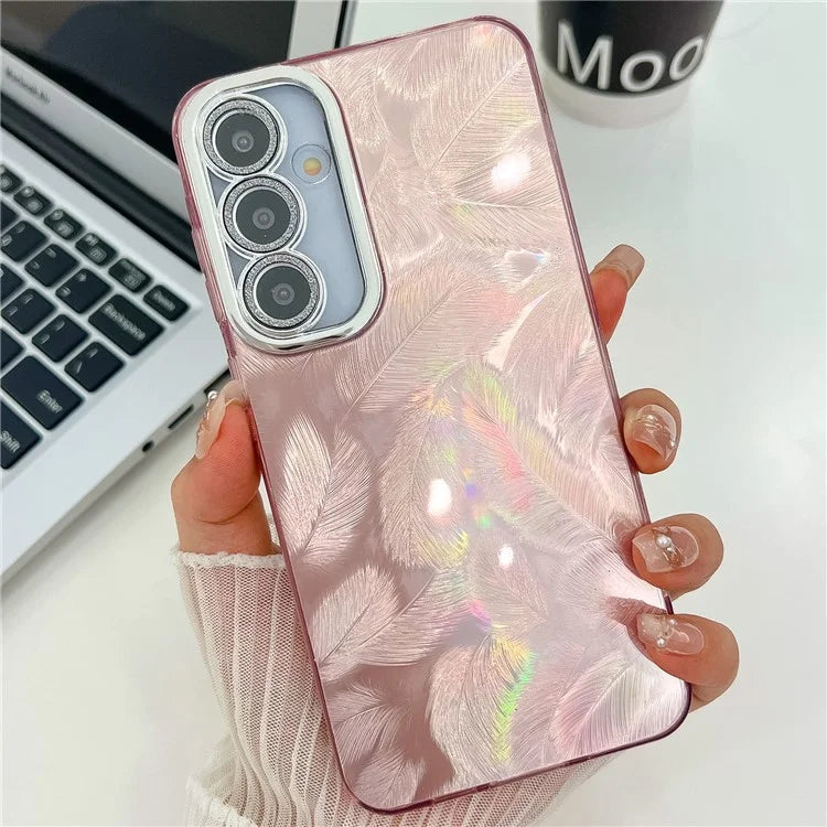 For Samsung Galaxy S24 Case IMD Design Shockproof PC+TPU Phone Cover with Glass Lens Film