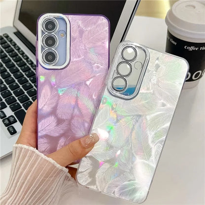 For Samsung Galaxy S24 Case IMD Design Shockproof PC+TPU Phone Cover with Glass Lens Film