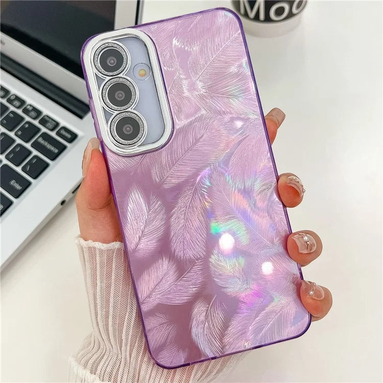 For Samsung Galaxy S24 Case IMD Design Shockproof PC+TPU Phone Cover with Glass Lens Film