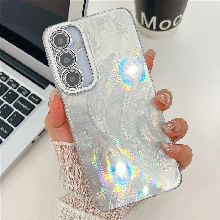 For Samsung Galaxy S24 Case IMD Design Shockproof PC+TPU Phone Cover with Glass Lens Film