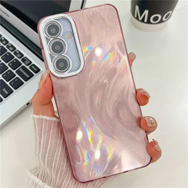 For Samsung Galaxy S24 Case IMD Design Shockproof PC+TPU Phone Cover with Glass Lens Film