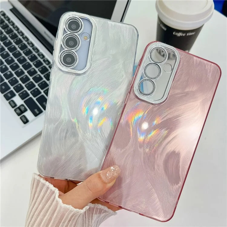 For Samsung Galaxy S24 Case IMD Design Shockproof PC+TPU Phone Cover with Glass Lens Film