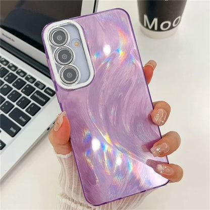 For Samsung Galaxy S24 Case IMD Design Shockproof PC+TPU Phone Cover with Glass Lens Film